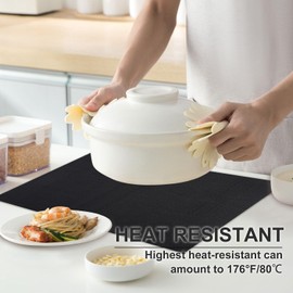 LANDVIEW Vinyl Placemats Set of 6, PVC Woven Washable Non-Slip Table Mats, Heat Resistant Wrinkle Free Place Mats for Dining Table, Easy to Clean (6, Black)