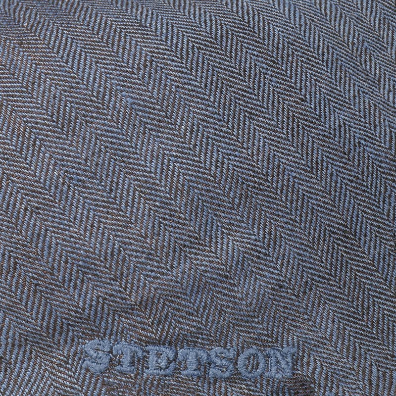 Stetson Herringbone Linen Flat Cap hat (59 cm - Blue)