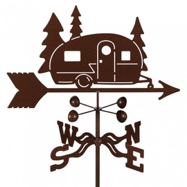 EZ Vane Camper Weathervane — 4-Sided Mount, Wind Cups, Antique Copper Finish, Steel with Durable Triple Powder Coating, Handcrafted in USA