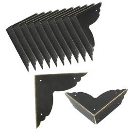 Zorveiio 12Pcs Black Metal Corner Protector,2.76''x2.76'' Box Corner Protectors,Decorative Metal Corner Guards,Antique Edge Cover with Mounting Screws