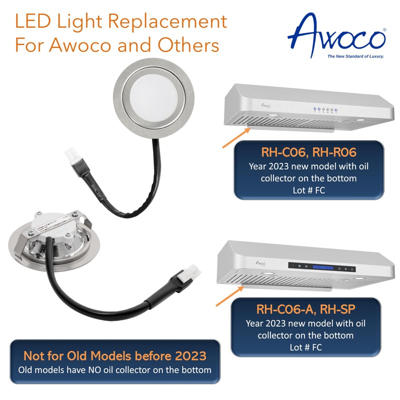 Awoco LED Light Bulbs Replacement for Range Hoods - 12V