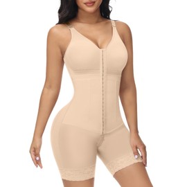 M MYODRESS Fajas Colombianas Moldeadoras Full Body Shapewear for Women Tummy Control Bodysuit Post Surgery Compression, Tan, 3X-Large