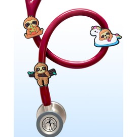 Plifal 5 Pieces Stethoscope Charm Tag for Nurse - Cute Sloth Orange Stethoscope Charm Label Fit for Littmann Funny Accessories, Present for Pediatric Doctor, Medical Worker, Nursing Graduation