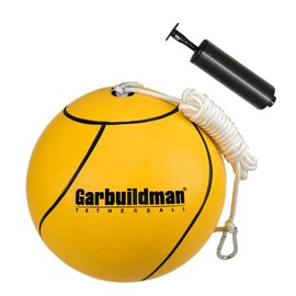 Garbuildman 8" Regulation Sized Tetherball, Rubber Tether Balls and Rope Set for Outdoor Backyard Game, Portable Replacement Tether Ball with Carabiner, Ball Pump for Kids Adults & Dogs