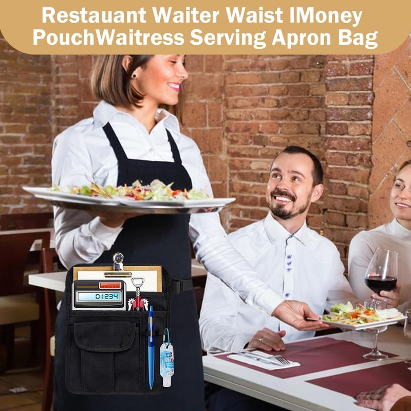 Professional Cleaning Apron with 5 Pockets and Adjustable Waist Belt,