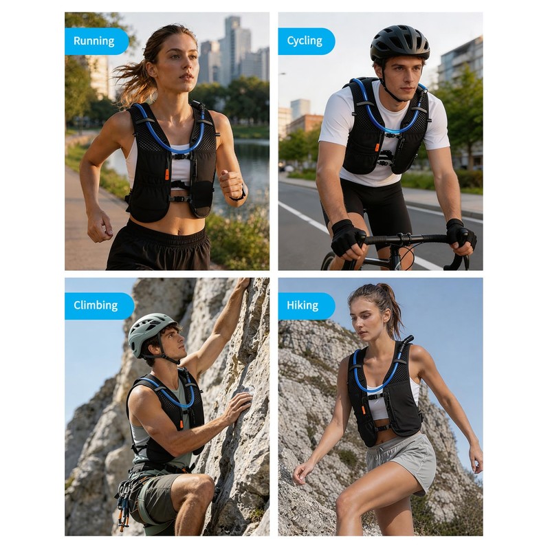 ECOHUB Running Vest with 2L Water Bladder, Lightweight Adjustable 6-Pocket