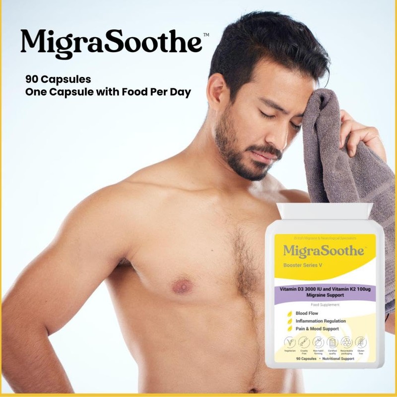 MigraSoothe Booster Vitamin D3 Vitamin K2 MK7 Complex for migraine