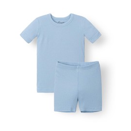 AVAUMA - Conjunto de pijama para bebés y niñas, ajuste cómodo y acanalado para el estilo de la vida diaria, azul (s-sky blue), 8 Años