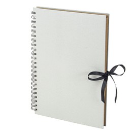 Clay Roberts A4 Kraft Ribbon Scrapbook, Black, 80 Pages (40 Sheets), Craft Paper, Sketch Book, Scrapbooking Albums, Eco-Friendly Memory Book Photo Album (Grey)