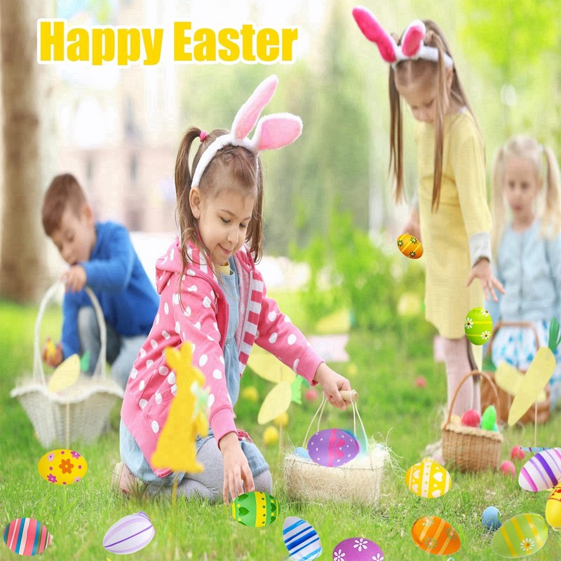 HenfuME Pack of 24 Easter Egg Colours, Easter Eggs Decoration,