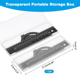 PATIKIL Triangle Ruler Set, 15cm 20cm Aluminum Metric Ruler, 45°60°Triangle Ruler and Protractor, 5 Pack, Black