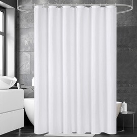 UFRIDAY White Shower Curtain 96 x 72 inch, Hotel Fabric Machine Washable Shower Curtain Liner Waterproof Repellent Modern Home Shower Curtain