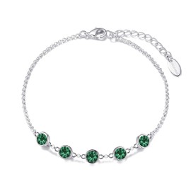 Philip Jones May Birthstone Bracelet Created with Emerald Zircondia® Crystals