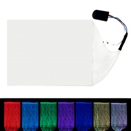 Fiber Optic Fabric,Led Accessories,Led Fiber Optic Mesh Lights for Quilting Sewing Clothes,Fabric with Changeable 7 Colors for DIY Luminous Festival Rave Partyaccessories. (White, 7.87in x 5.9in)