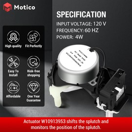 Upgraded W10913953 49tyz-e120a1 Washer Shift Actuator Compatible with Whirlpool Maytag Kenmore Amana WTW5000DW1 MVWX655DW1 NTW4516FW3, Replace W10597177 PS11769864 W10913953VP W10815026, 120V 60Hz 4W