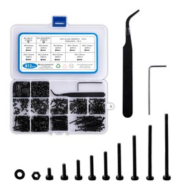 MklusiveTech 812 Pcs M2 Screw Kit 12.9 Grade High Strength Carbon Steel M2X4mm 6mm 8mm 10mm 12mm 16mm 20mm 25mm 30mm Black Complete Set Screw Assortment with Metric Bolt Assortment Nuts and Bolts