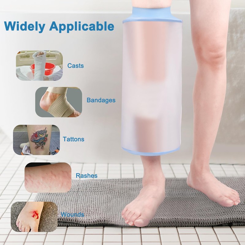Knee Cast Cover for Shower, Waterproof Knee Cast Bag for