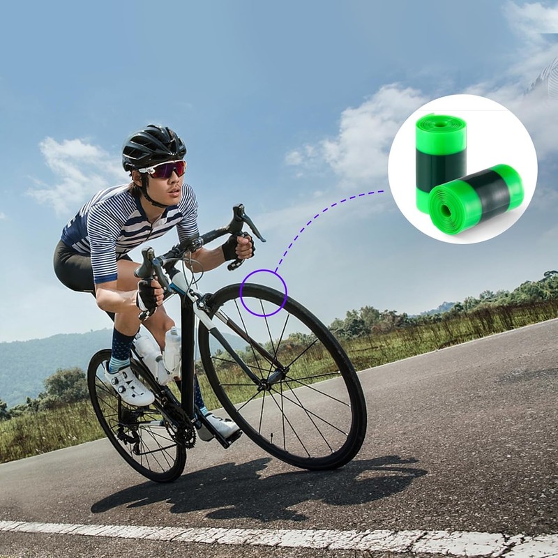 Bike Tyre Liner Anti-Puncture Protection, 110 x 2300mm, 2-Pack, Green,