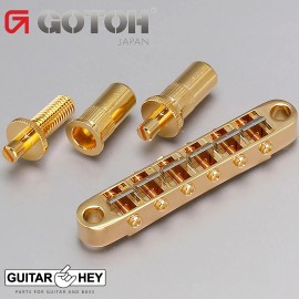 GOTOH NEW Gotoh Ti103B-T Nashville Tune-o-matic Bridge M8 Stud Titanium Saddles - GOLD