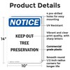 (2 Pack) Keep Out Tree Preservation OSHA Notice Sign 10