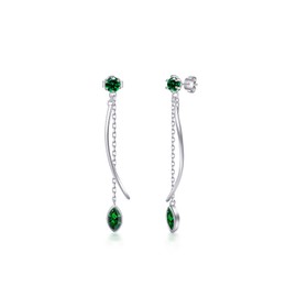 PHNIBIRD 925 Sterling Silver Hypoallergenic Drop Earrings Long Hanging with Birthstone Elegant Earrings Jewellery Gift for Women Girlfriend Mum Girls, Sterling Silver, Cubic Zirconia