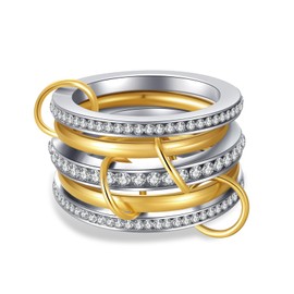 Larsweryar Stackable Rings for Women – 14k Gold Plated CZ Cubic Zirconia,Gold Knuckle Rings for Womens Stackable Ring Set (10)