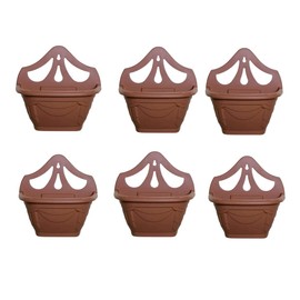 PHG Wall Flower Planters | Outdoor Plastic Planters | Balcony Garden Planters | Garden Wall Planters | Terracotta (Pack of 6)