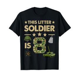8 Year Old Soldier Tshirt Birthday Boy 8th Birthday Kids T-Shirt