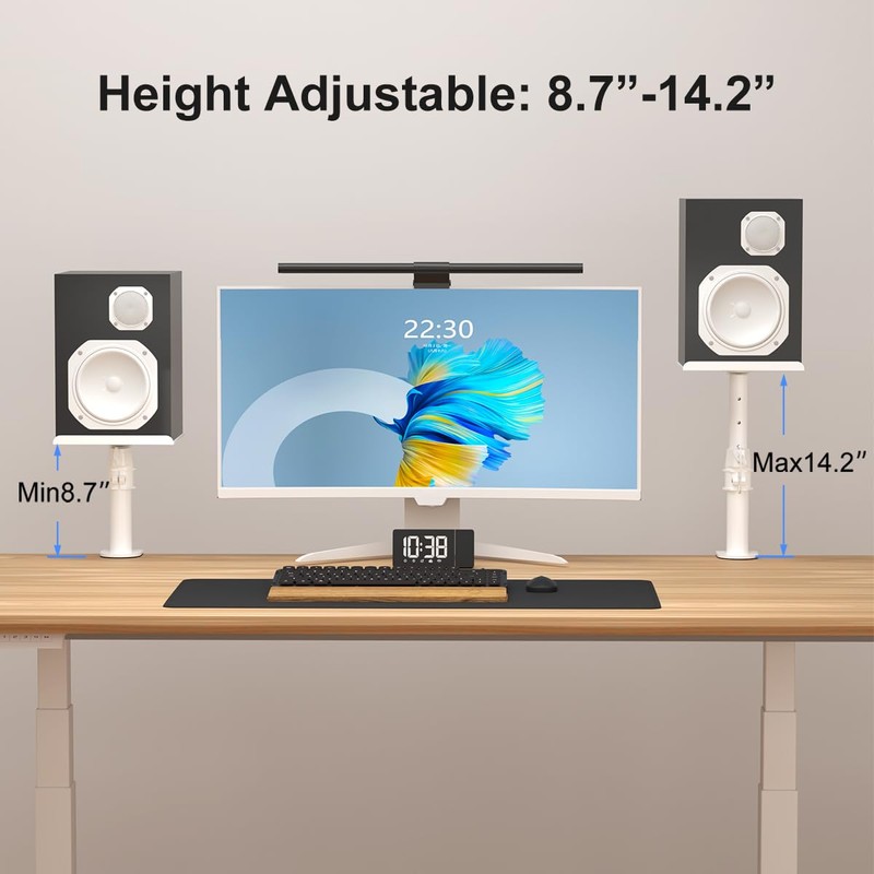 suptek Clamp-on Speaker Stand Desk Mount Set, Height Adjustment, Tilt,