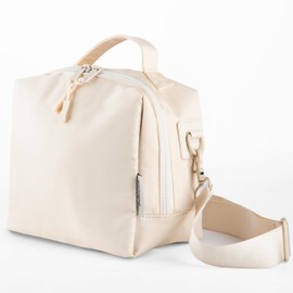 Modaniam- Modern-Insulated Lunch Bag| |Cream Lunch box for woman, Adults for work, Office, College,Picnic|Modern |Stylish|Nylon|Large/Medium, cute, Aesthetic| Vanilla-White- Cross Body