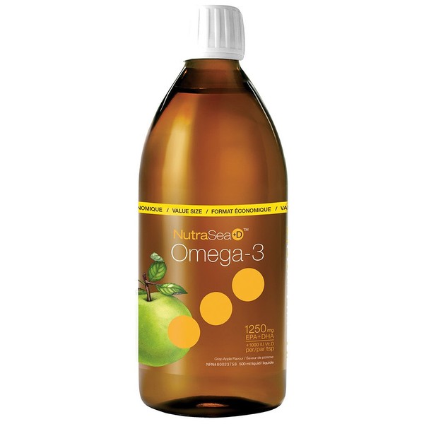 NutraSea+D Omega-3 + Vitamin D EPA & DHA 1250mg Liquid, Apple / 500 ml