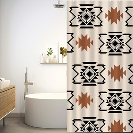 She Love Western Aztec Shower Curtain Boho Abstract Pattern Geometric Vintage Shower Curtain with Hooks 36x72 Inch Waterproof Polyester Bathroom Curtain (Geometric Aztec)