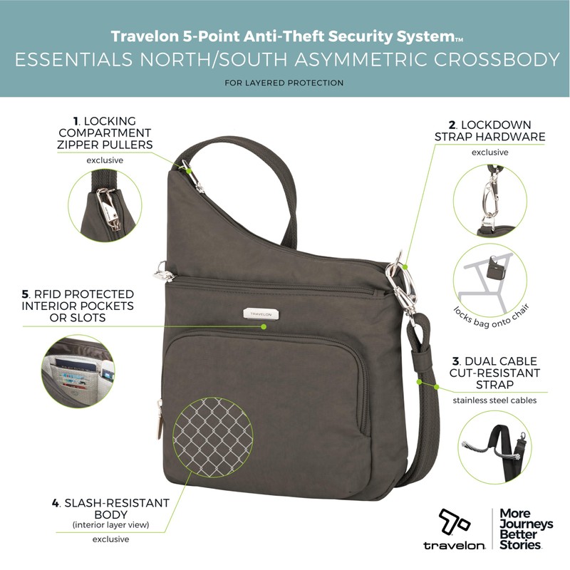 Travelon Anti-Theft Essentials North/South Crossbody Bag
