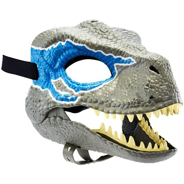 Dinosaur Mask Costume, Dino Toys Head Covering Opening Jaw Realistic Texture Latex Movie Role Playing Prop Funny Horror Mask for Party Halloween Activities (Blue)