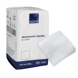 ABENA Compresses 100 pieces, non-woven, non-sterile, ultra soft wound dressings, 4-ply 5 x 5 cm (1 pack = 100 pieces)