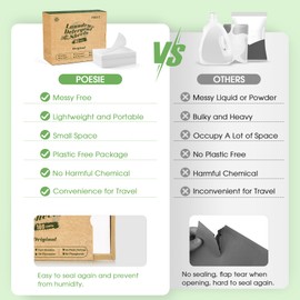 Poesie Laundry Detergent Sheets Original Scent 160 Count Camping Hiking RV Trip Liquidless Clothes Laundry Detergent Strips for Travel Hotel Sink Dorm Home Outdoor