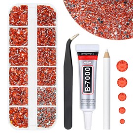 qiipii Light Red Crystal Resin Rhinestones w B7000 Jewelry Glue for Bedazzling Crafting 2mm-6mm Flatback Stones Diamonds Crystals Gems for Nails Face Eye Makeup Tumblers Bottles Crafts Clothes Shoes