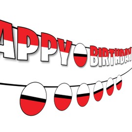 IndoTribe Cartoon Red White Yellow Happy Birthday Banner - 10 Feet | Red White Pre Strung Cartoon Banner Sign for Happy Birthday Decorations Kids Yellow Birthday Backdrop for Wall (No DIY Required)