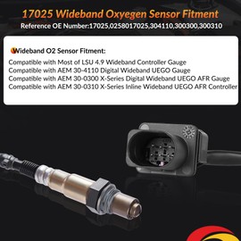 Mirthcos 5 Wires LSU4.9 Lambda WideBand Oxygen Sensor 17025 Compatible for 30-4110 30-0300 30-0310 - UEGO A/F Ratio Wideband 02 Gauge - X Series AFR Inline Controller