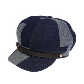 NiceYnn Cotton Baker Boy Cap for Women Girl, Retro 8 Panel Newsboy French Berets Painter Hat Flat Peaked Caps Denim Visor Denim Navyblue