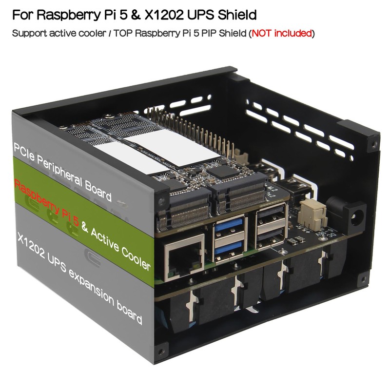 Geekworm X1202-C1 Metal Case for Raspberry Pi 5 & X1202