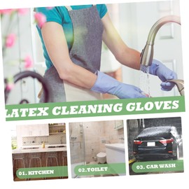 TOVINANNA Reusable Household Cleaning Gloves Yellow Green Latex Dishwashing Glove for Kitchen Bathroom Slip Durable Comfortable Design for Dish Cleaning Car Washing