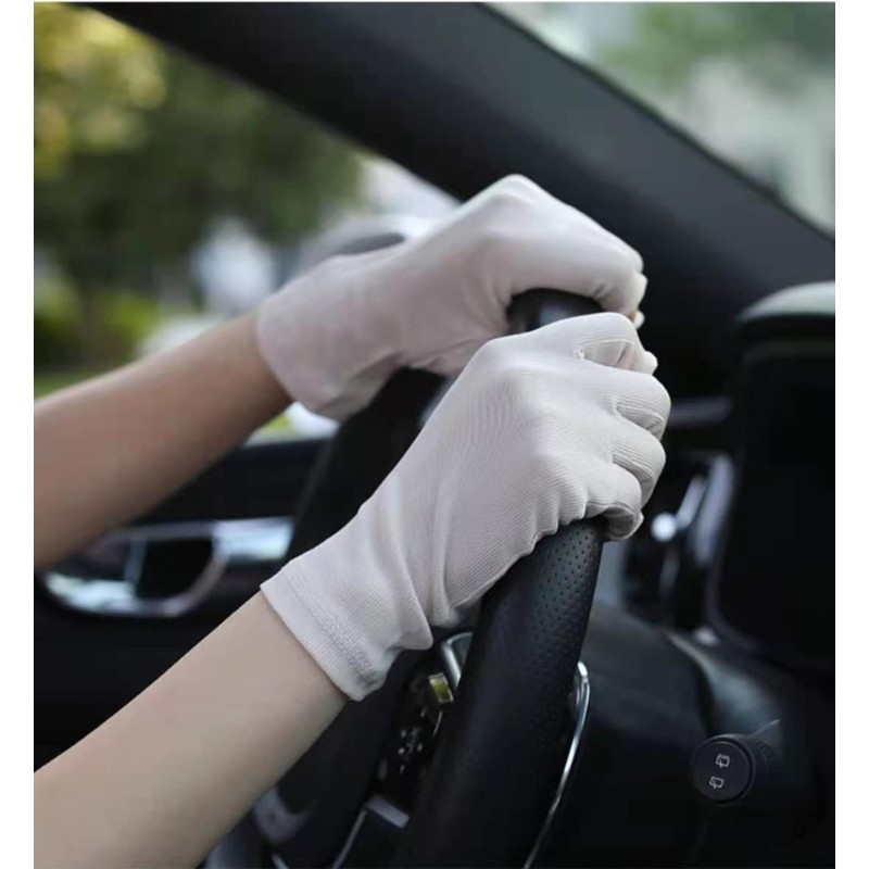 CINECE Women's Silk Gloves, Fingerless, Hand Care, UV Protection, Sunburn