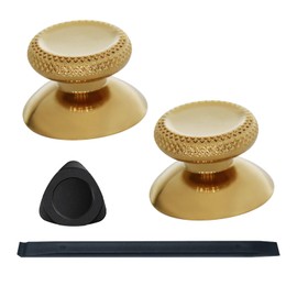 VRbrother 2PCS Metal Thumbsticks Replacement Compatible for Meta Quest3,quest3S,Oculus Quest2,Quest Pro Left and Right Controllers,VR Accessories Replacement Part Thumb Grip Cap Cover(Gold)