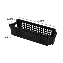 Morcte 12 Pack Narrow Plastic Storage Basket, Stacking Slim Baskets, Black