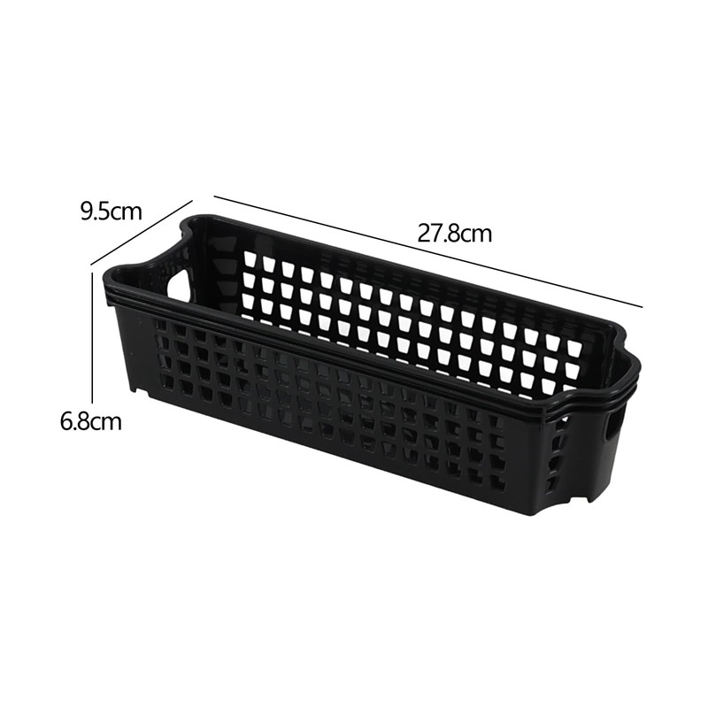 Morcte 12 Pack Narrow Plastic Storage Basket, Stacking Slim Baskets,