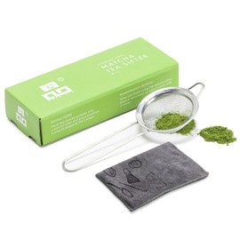 TANG PIN Matcha Sifter, Matcha Strainer and Tea Towel, Stainless Steel Sieve Sifter with Handle, Small Metal Strainer for Matcha, Juice, Drink, Herbs, Mini Sifter for Flour, Kitchen, Baking