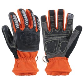 HANDLANDY Firefighter Rescue Extrication Glove, Heavy Duty Impact Safety Gloves, Cut Resistance Level 3 & Wear Resistance (Orange, Medium)