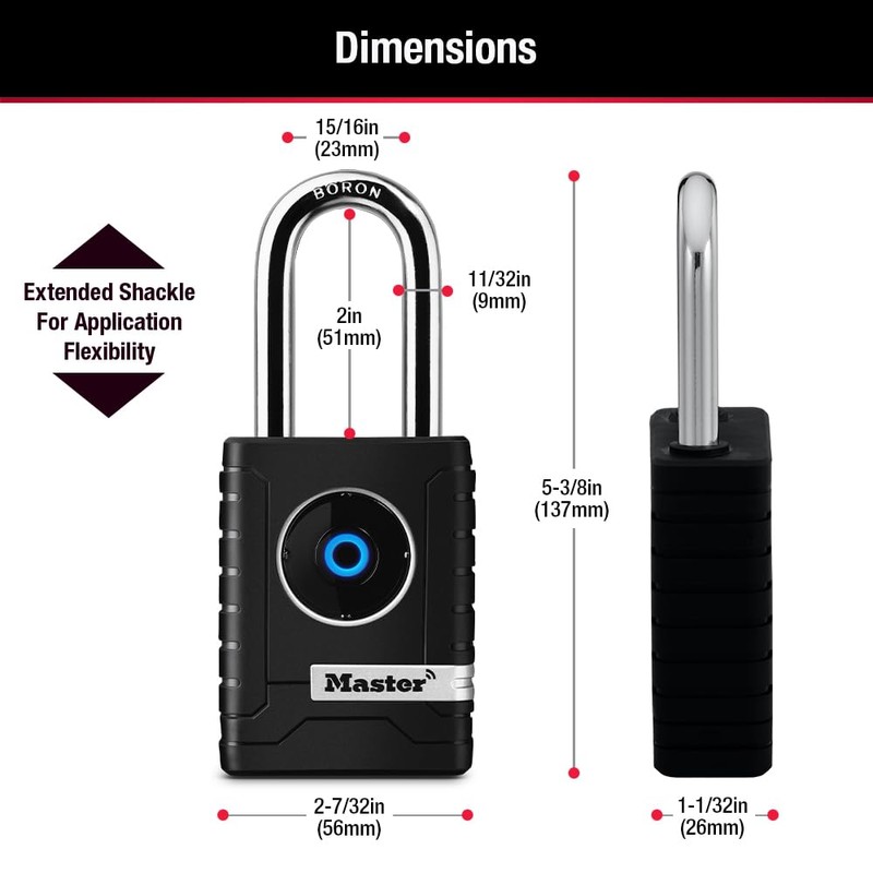 Master Lock Black Outdoor Bluetooth Smart Padlock with Keypad, Smart