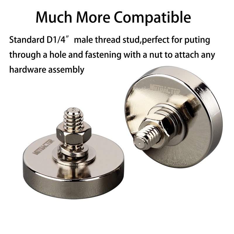 MUTUACTOR Ultra-Strong Circle Cup Magnet with 1/4"-20 Male Thread Stud,